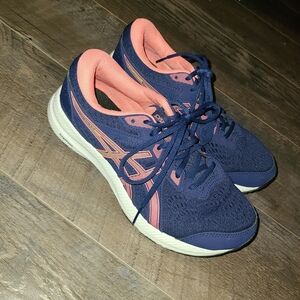Asics Gel-Contend 8 Navy and Coral Athletic Shoes